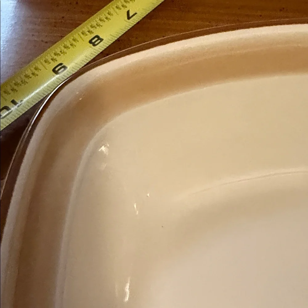Cream and Tan Stoneware Serving Dish